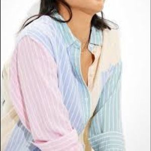 American Eagle Striped Overize Oxford Button Up Shirt